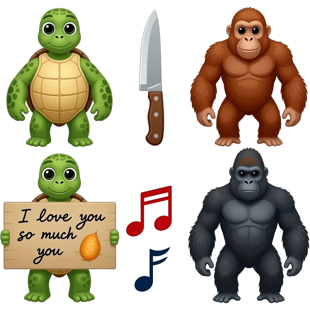 🐢🔪🍠🦧🦍 🎶I love you so much you 🎶 emoji