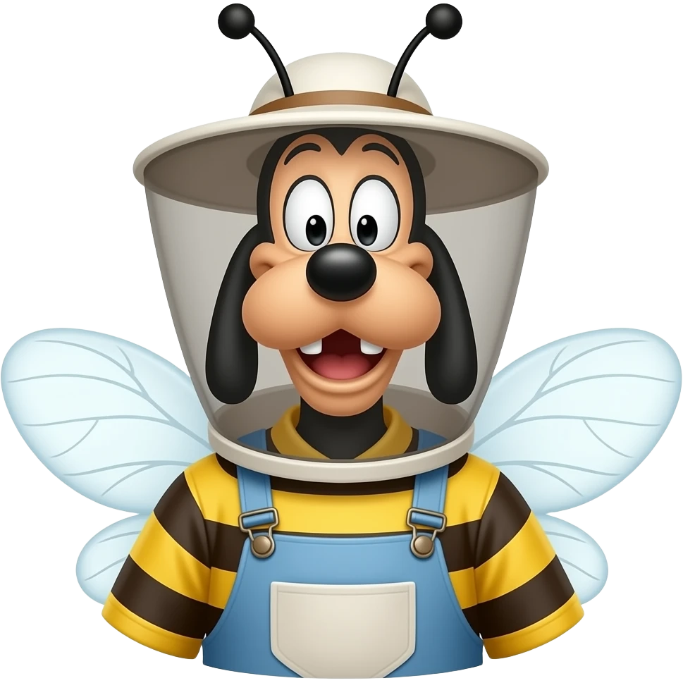 goofy in a beekeepers suit emoji