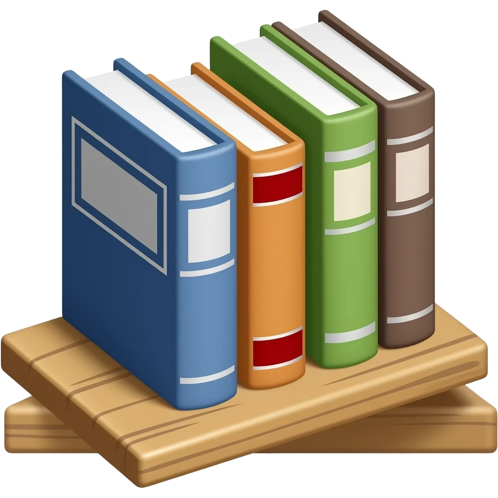 5 books on shelf isometic emoji