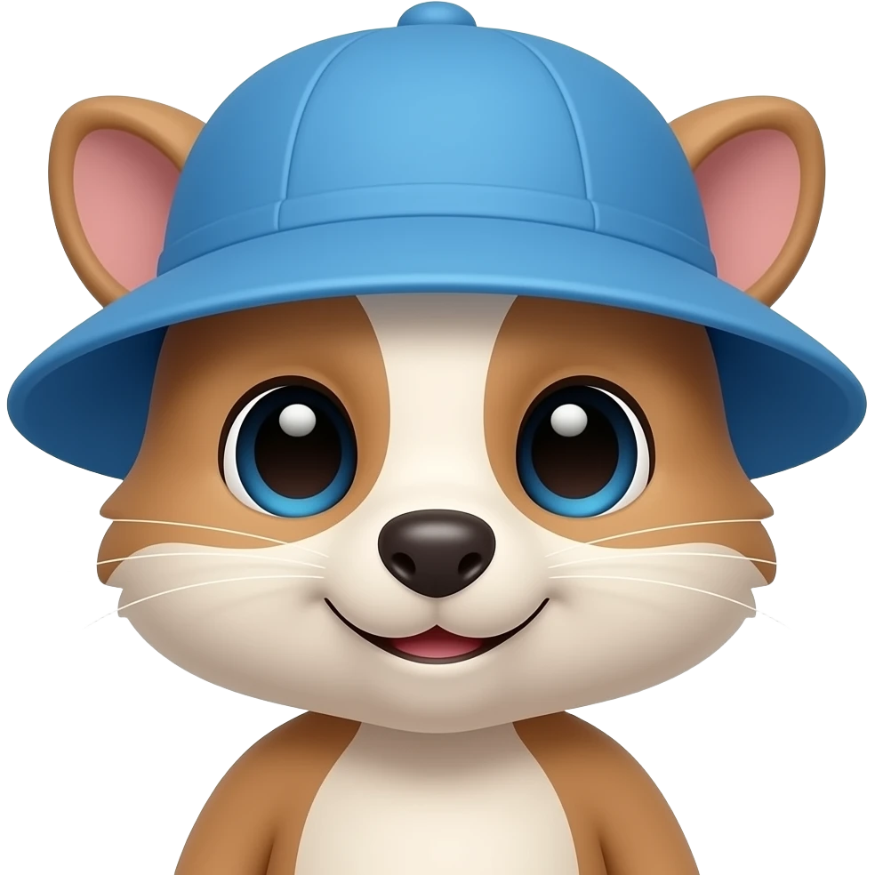 baby animal wearing blue hat, closeup bust size emoji