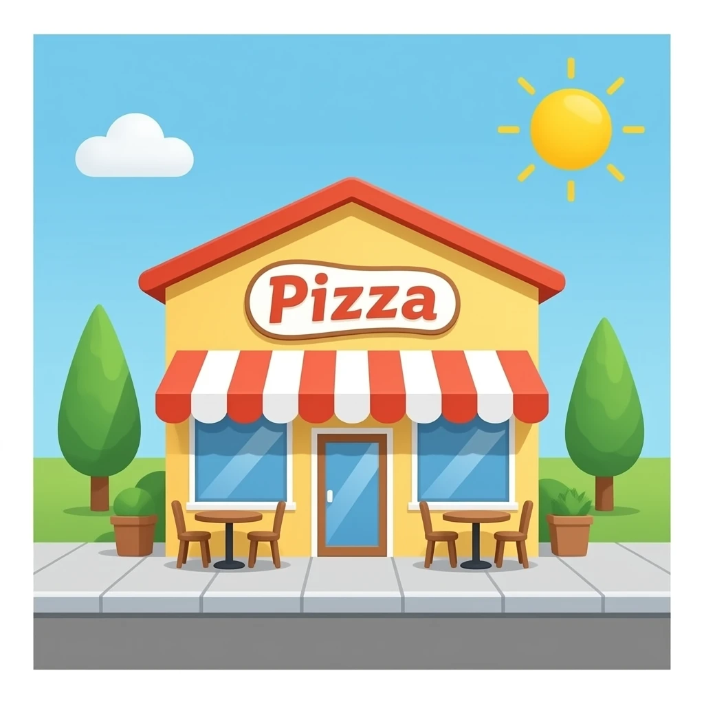 soft blue yellow pizza restaurant, transparent background inspired by barbie colour pallete emoji