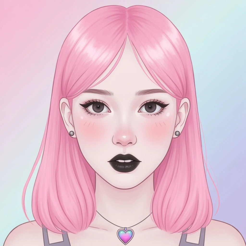 pastel emo profile picture with a heart accent, cute, expressive, minimal, variation 1 emoji