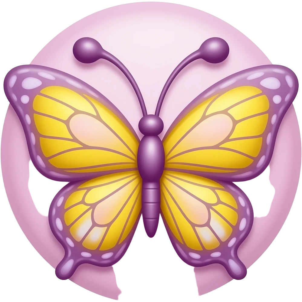 yellow and purple a round cute wall decor like butterfly flower ribboninspired by Barbie colour palette emoji