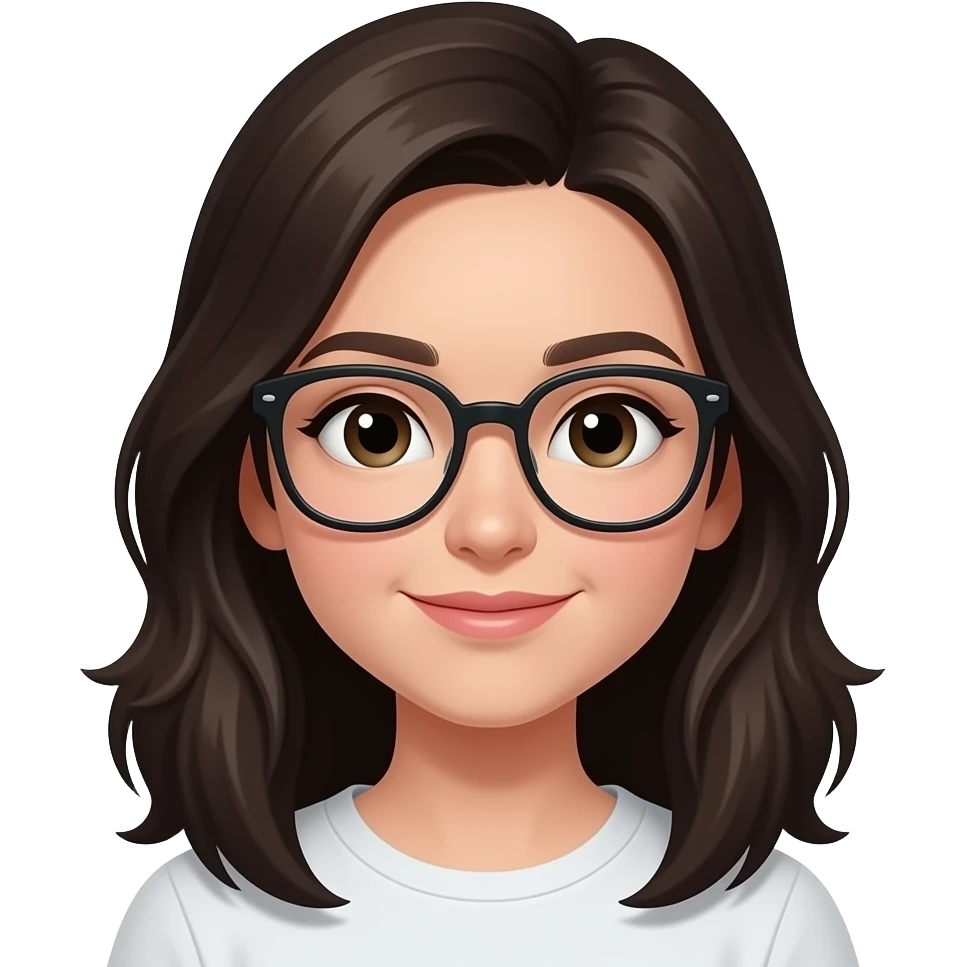 female teenager with dark hair and glasses emoji