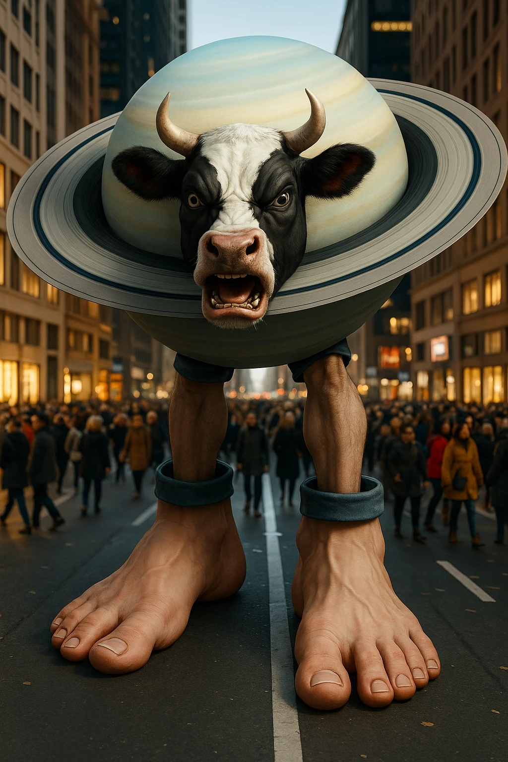Change the cow's face to an angry expression while keeping the image quality and style the same as the original image. emoji