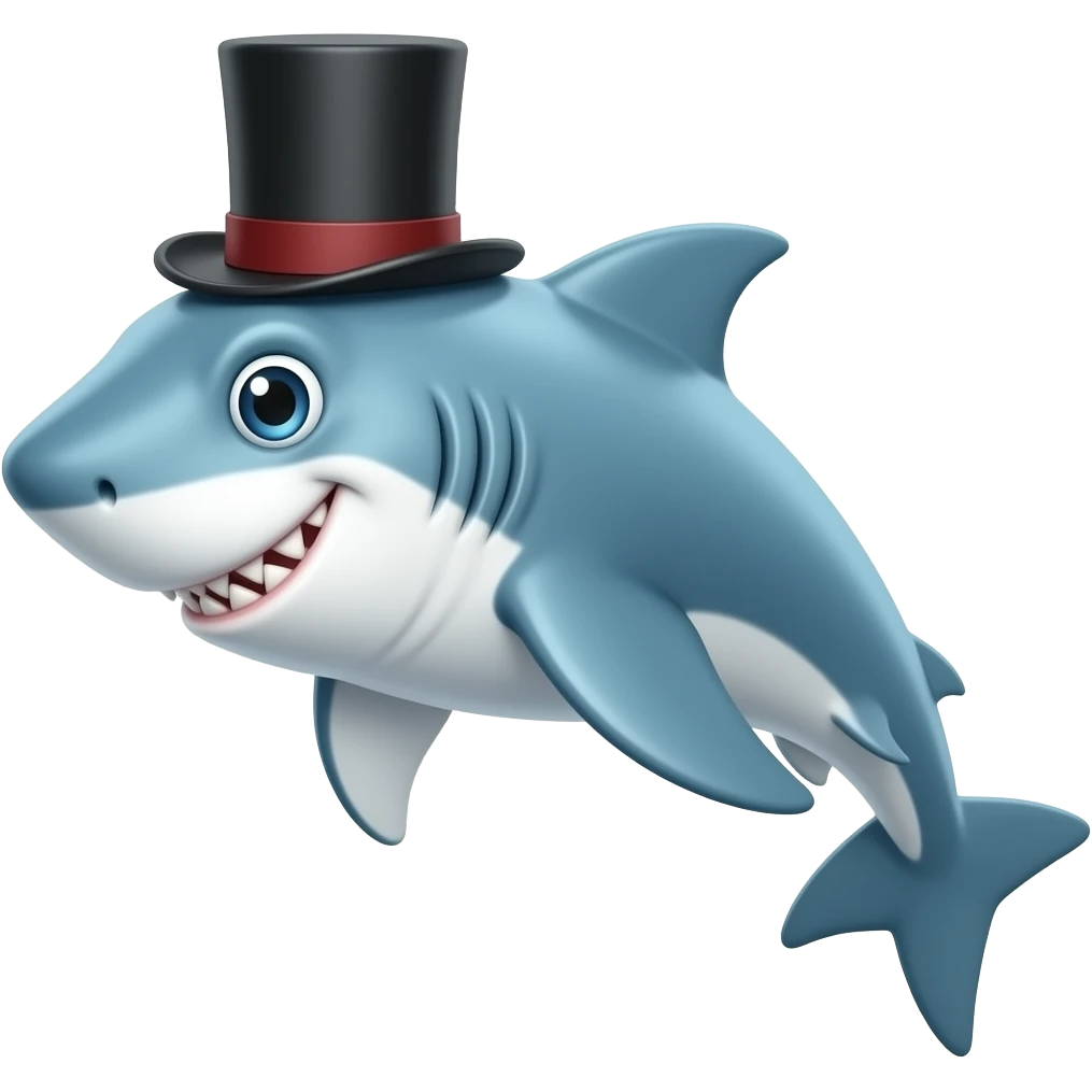 Shark with a top hat emoji
