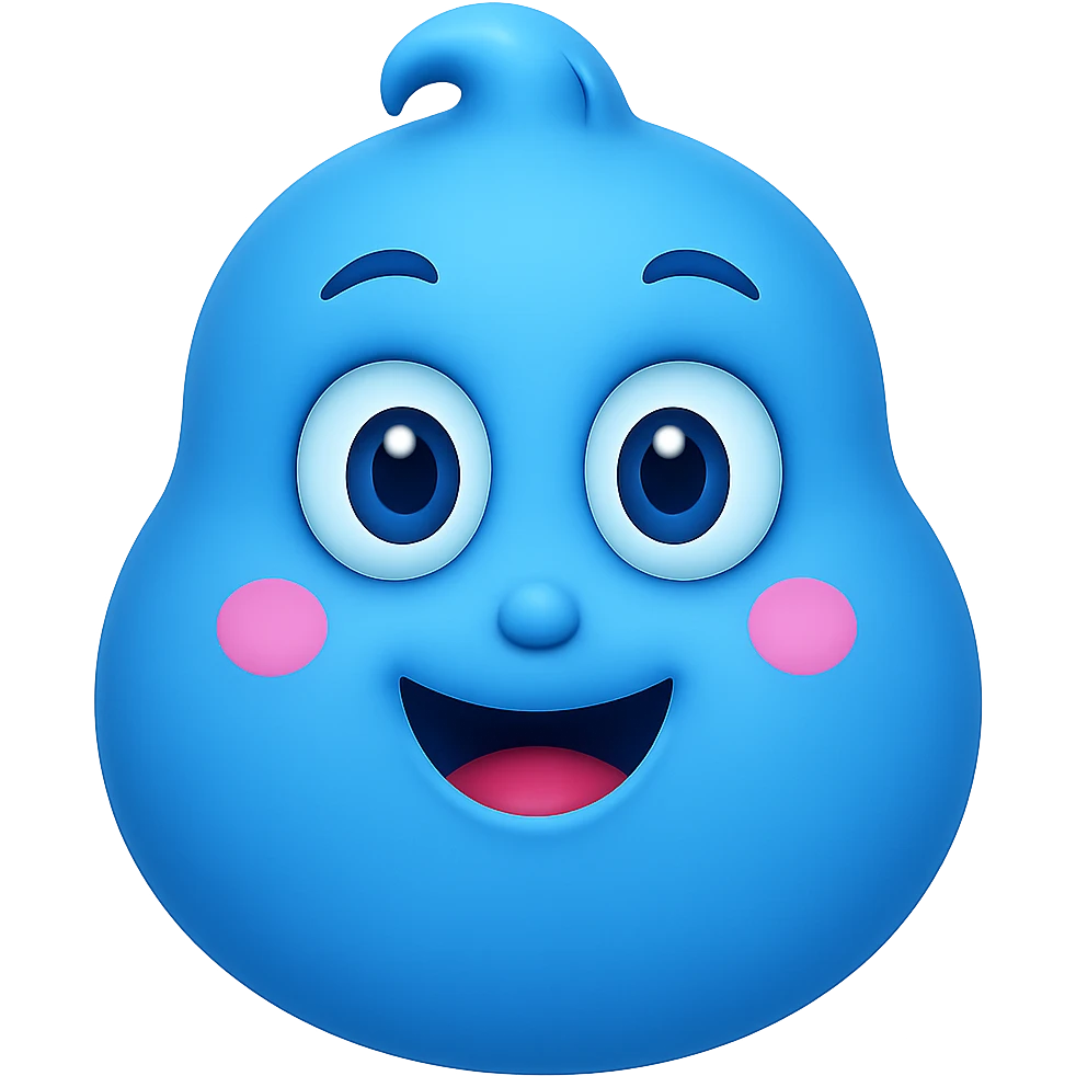 Make Womplepop blue with no background, transparent background, focus on blue color for the character, no other background elements. emoji