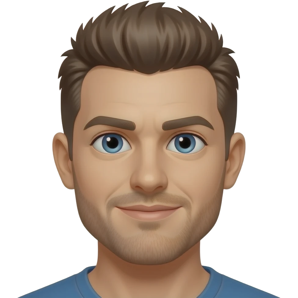 man with brun mohawk and blue yes emoji