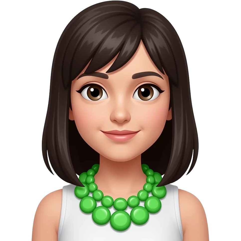 girl with vibrant green necklace big necklace size emoji