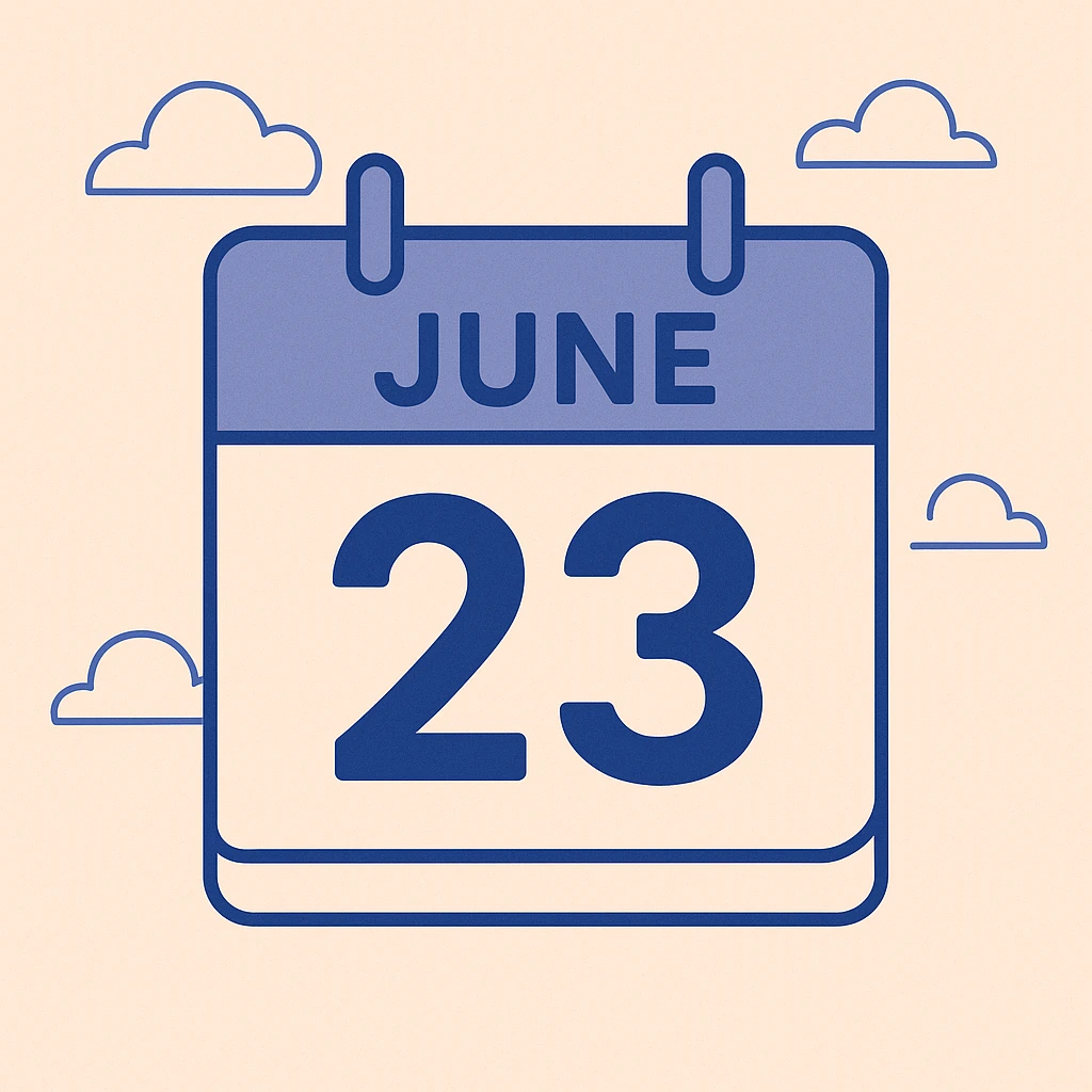 calendar page showing June 23rd, clear date, simple design emoji