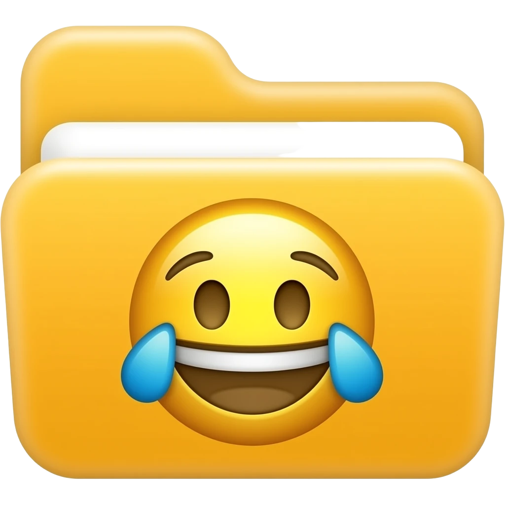 Memes: Yellow folder with a laughing emoji icon. emoji