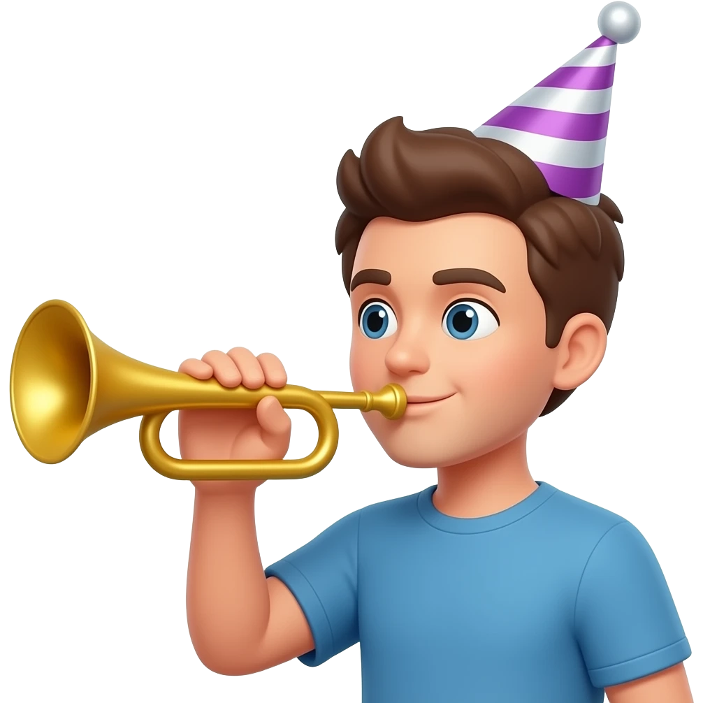 Blowing on party horn emoji