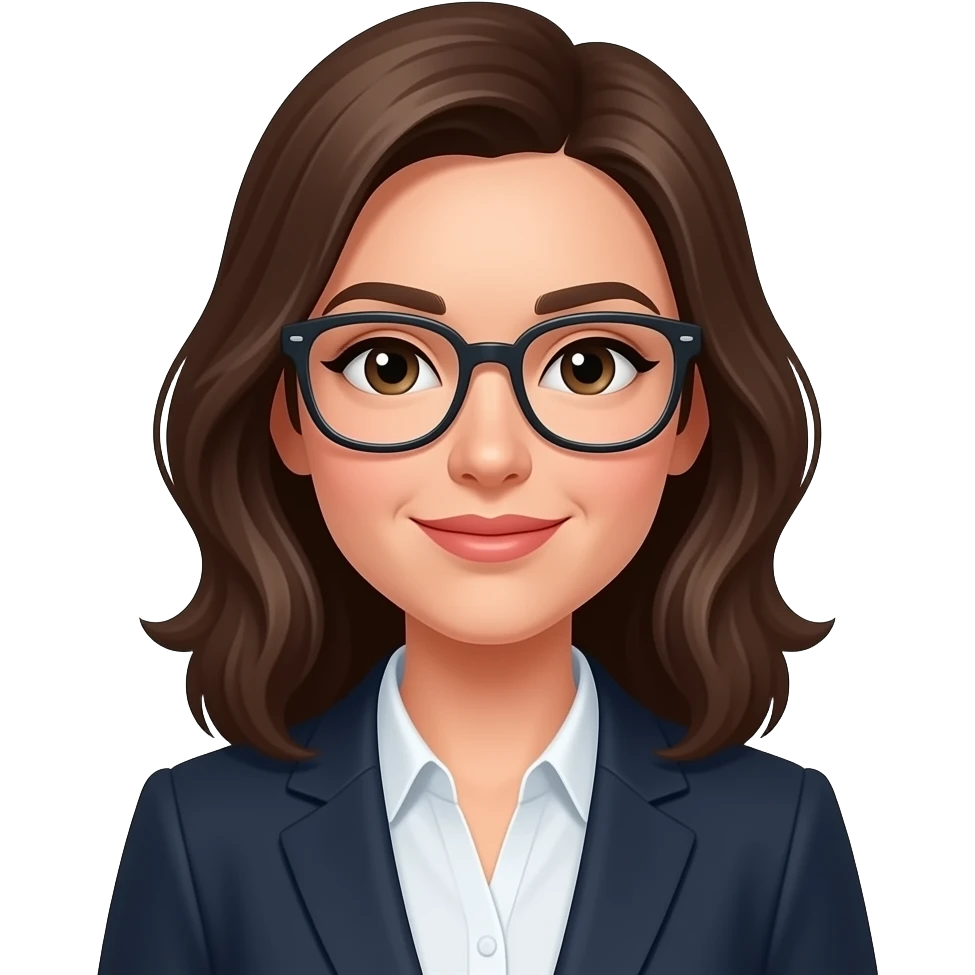 brunette with glasses marketing lady emoji
