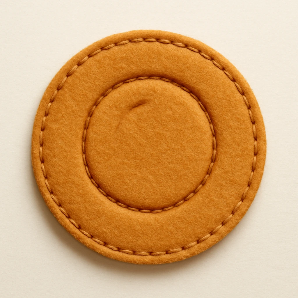 dalgona candy with circle shape, inspired by Squid Game, felt patch style emoji