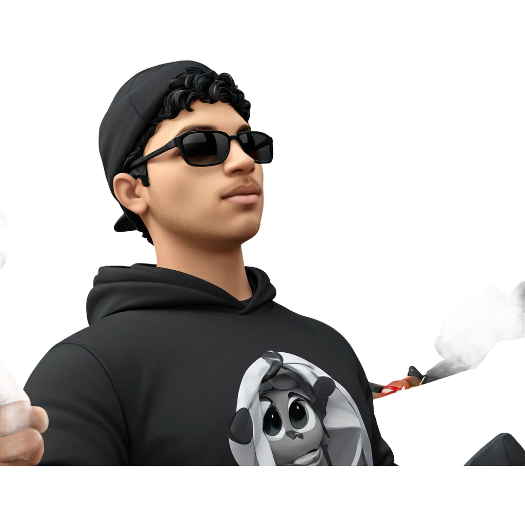 cool guy in black hoodie emoji
