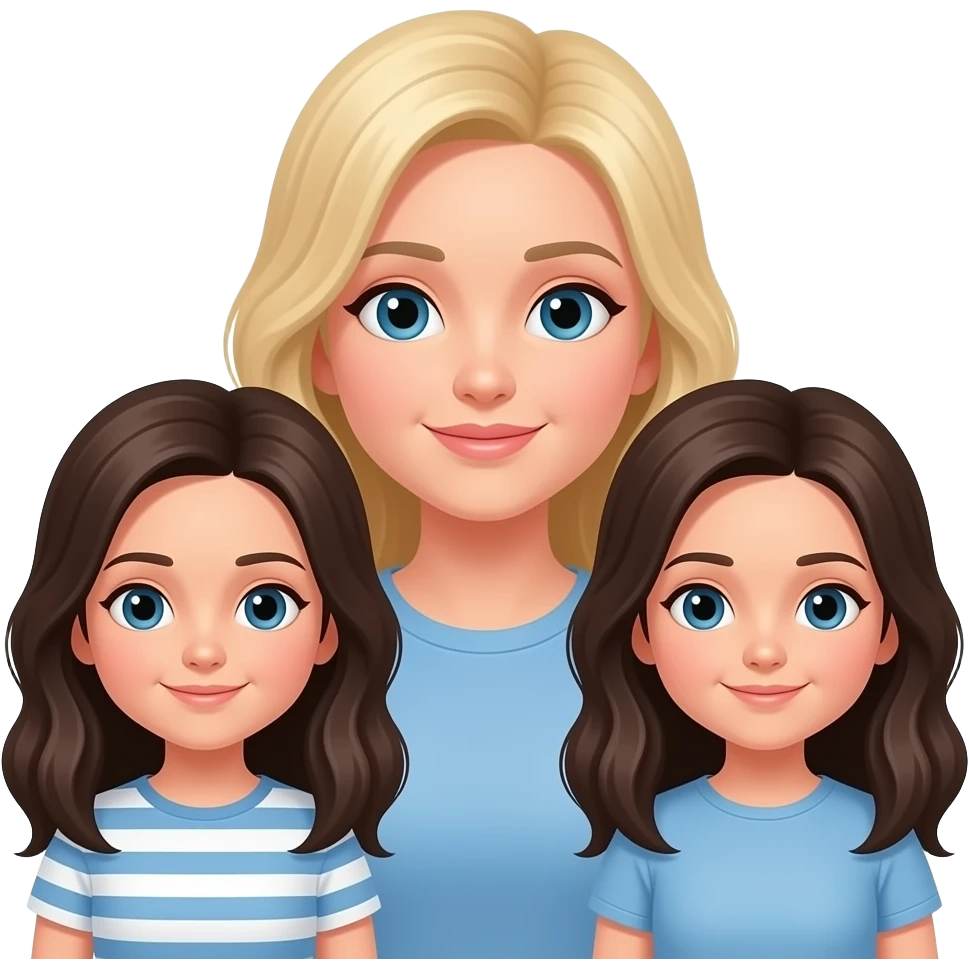 Blond mum with 2 dark hair daughters emoji