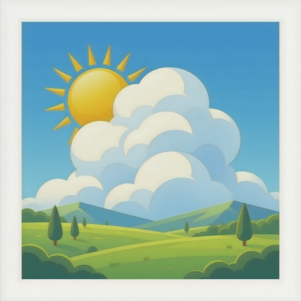 sun shinning from behind fluffy cumulus emoji emoji