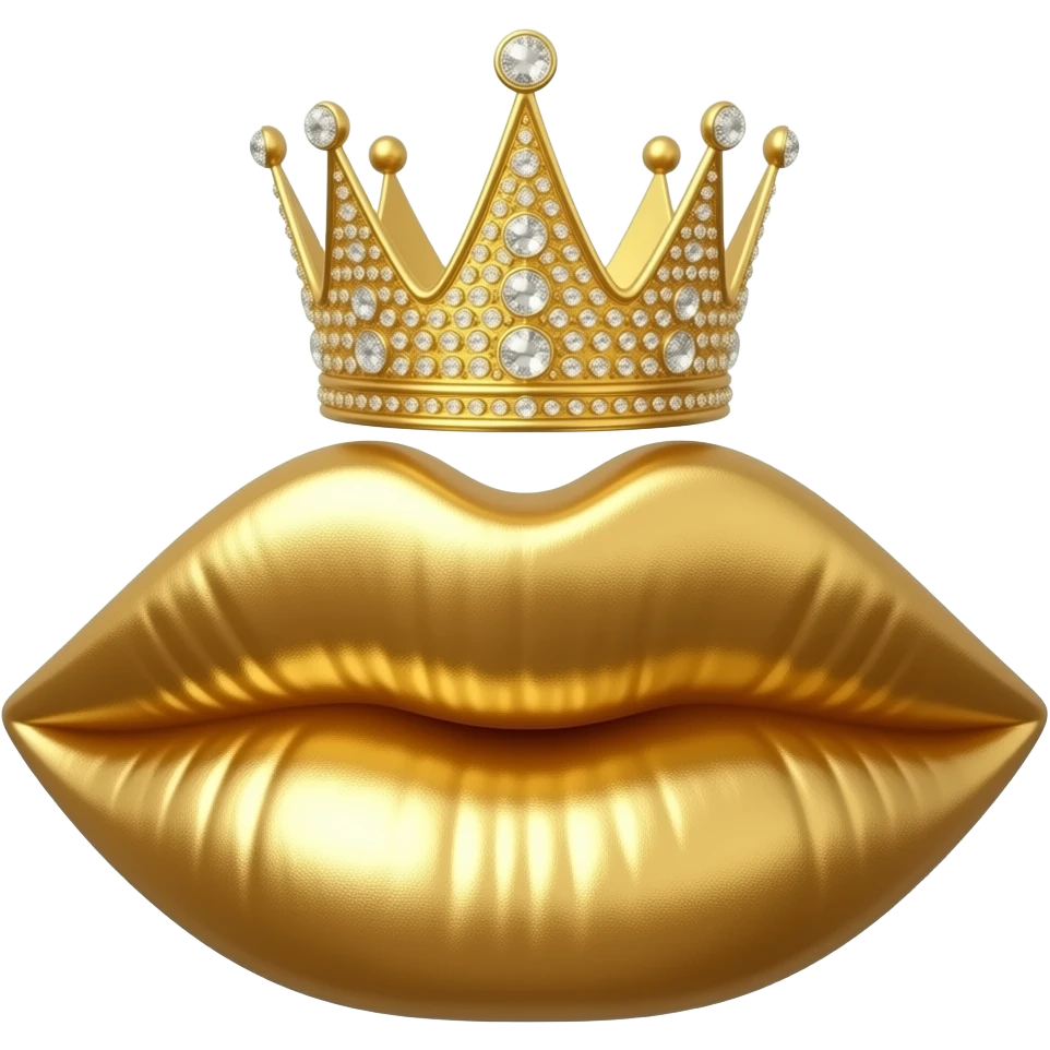 Labbra d’oro con una corona sopra con brillanti emoji
