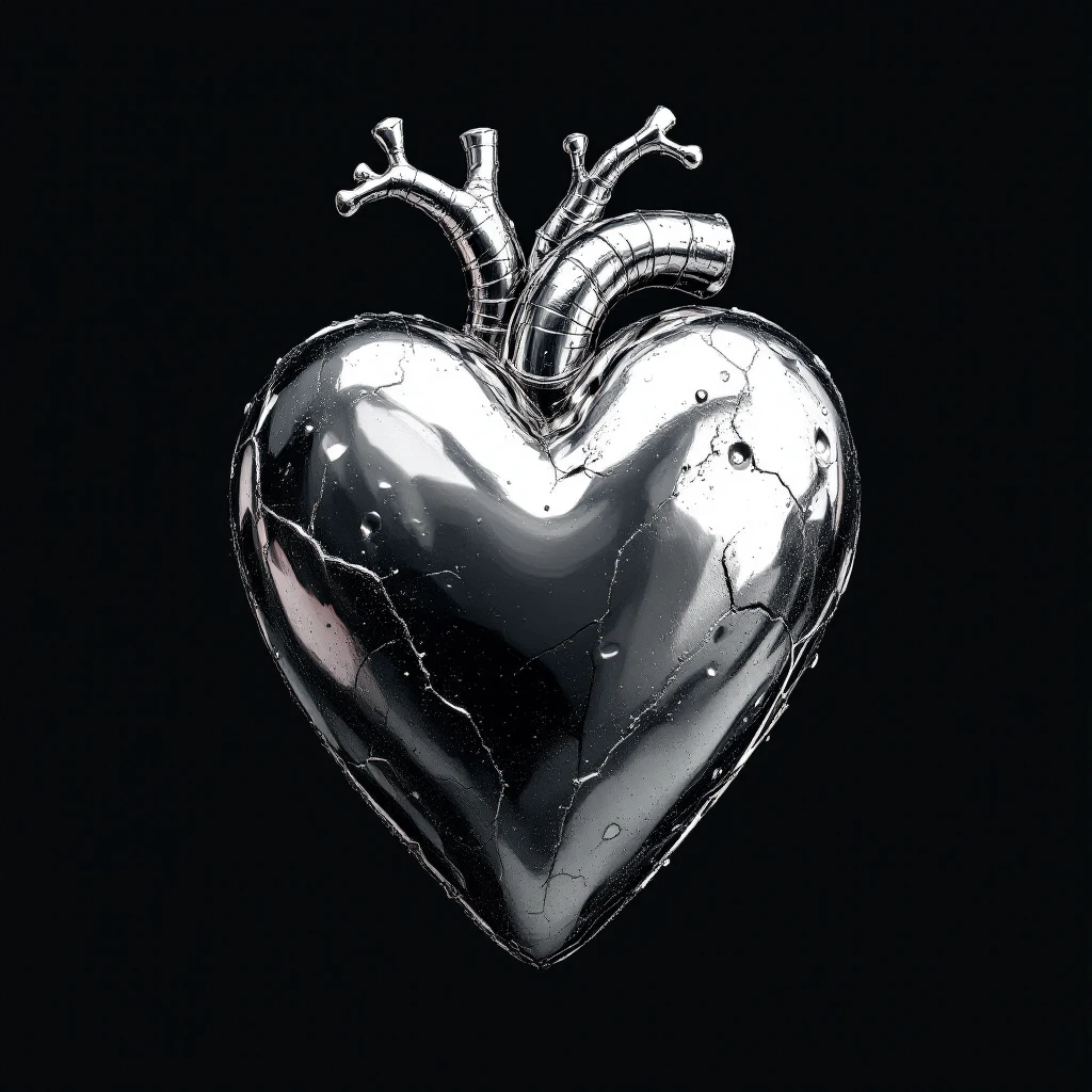 heart with a metallic silver finish emoji