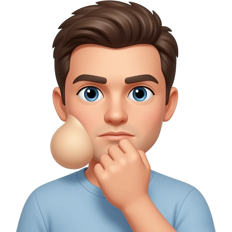 emoji with fist close to mouth with lump of cheek emoji