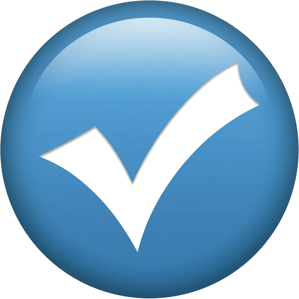 Etrafı mavi olan beyaz tik emoji