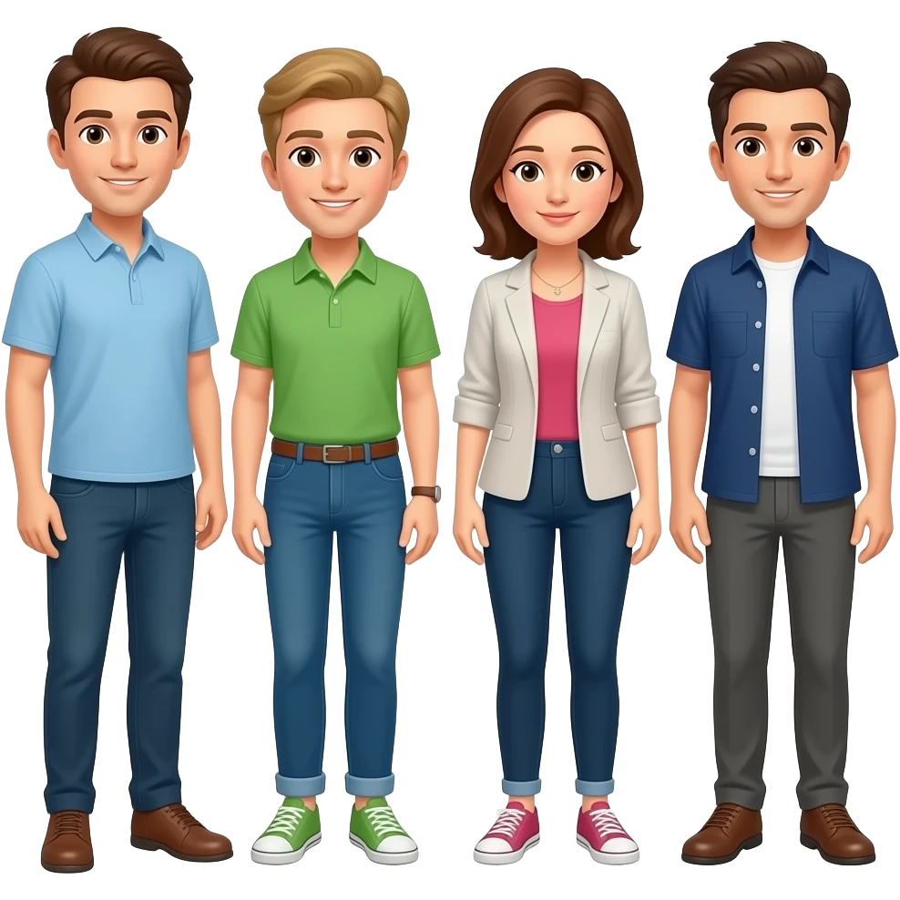 - Люди -стоят -вчетвером -без фона emoji