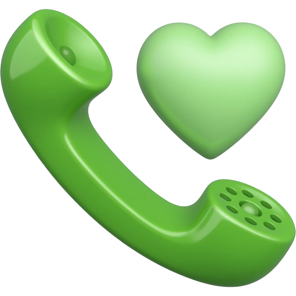 The green handset with little heart emoji
