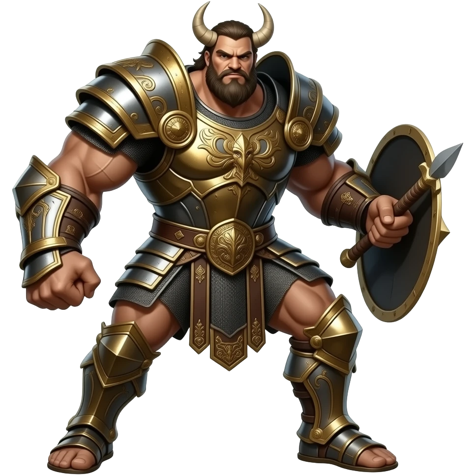 A vicious giant man from biblical ancient times wearing armor ready for battle emoji