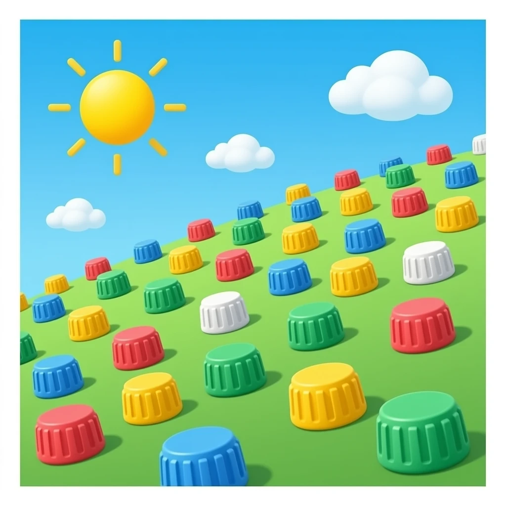пластиковые крышечки много цветные горка emoji