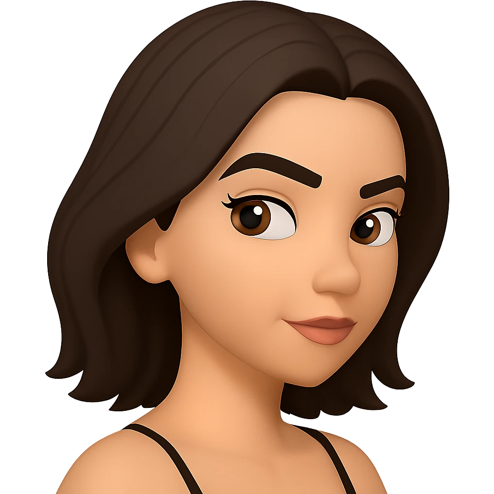Create a slight sideways (three-quarters) view of the character with a raised eyebrow in the same style as the reference image. Maintain transparent background. emoji