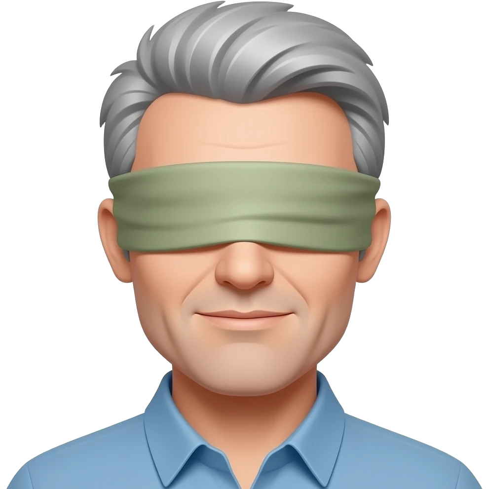 Blindfold, man. Grey hair emoji