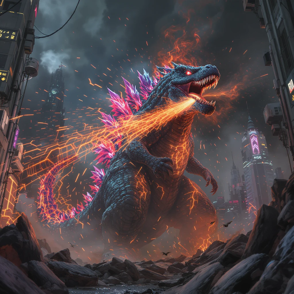 godzilla attacking ny emoji