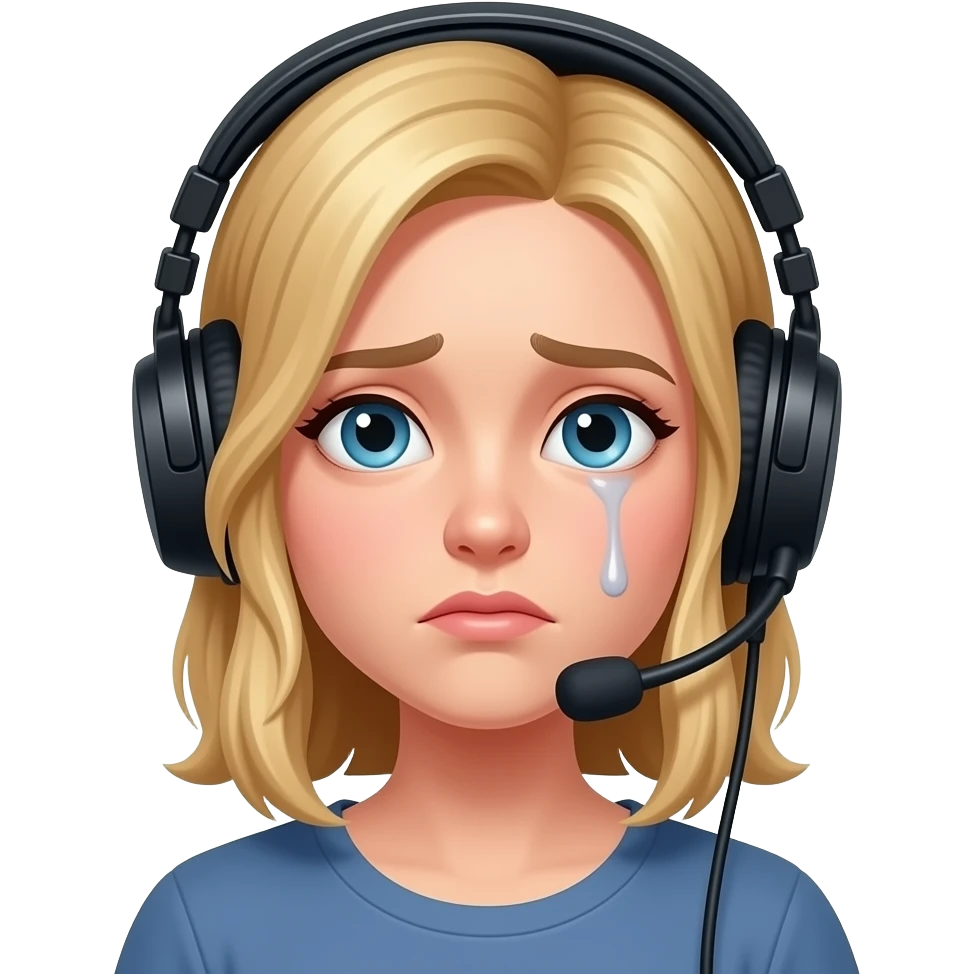 casque jeux, femme, blonde, cheveux mi-long perdue emoji