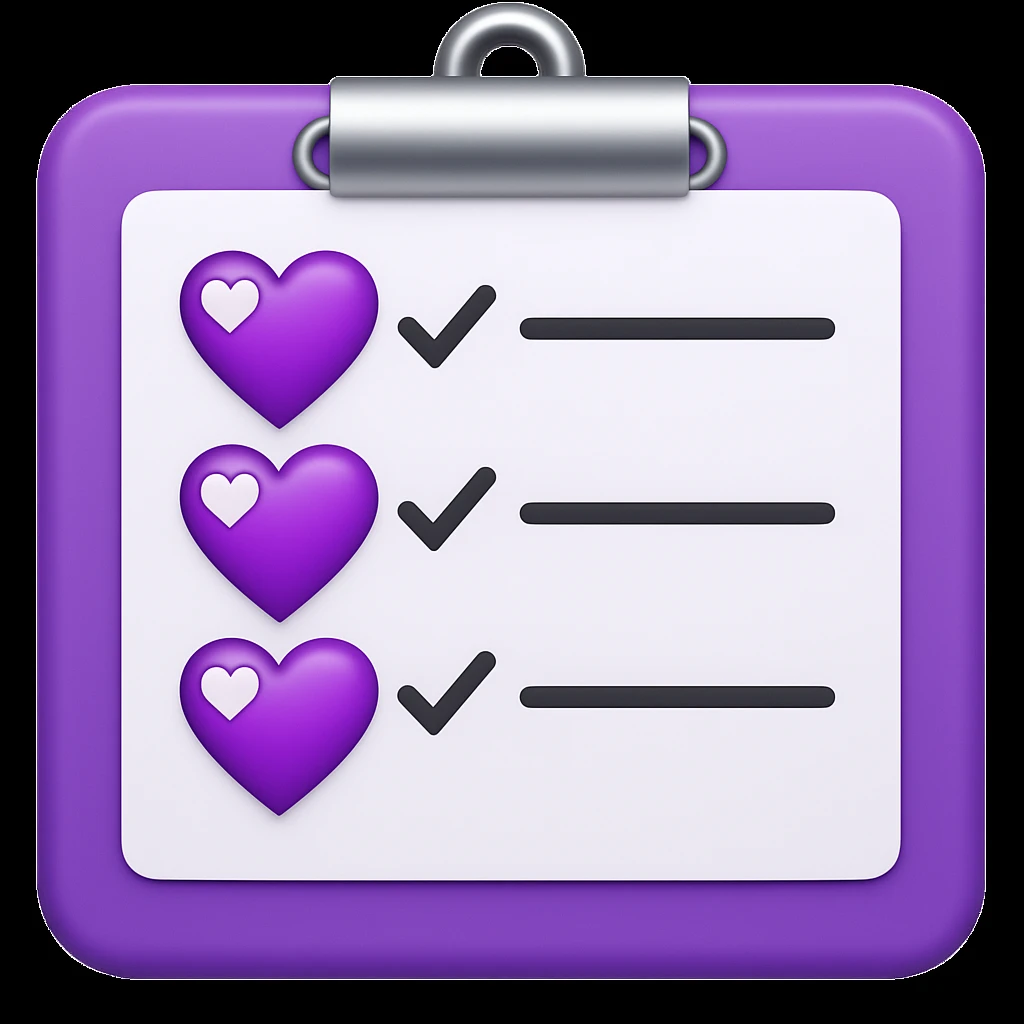 checklist purple heart emoji  emoji