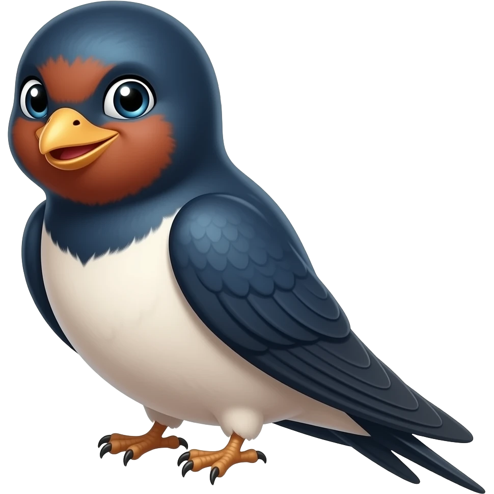 create a swallow that is feminine alike with friendly smile emoji