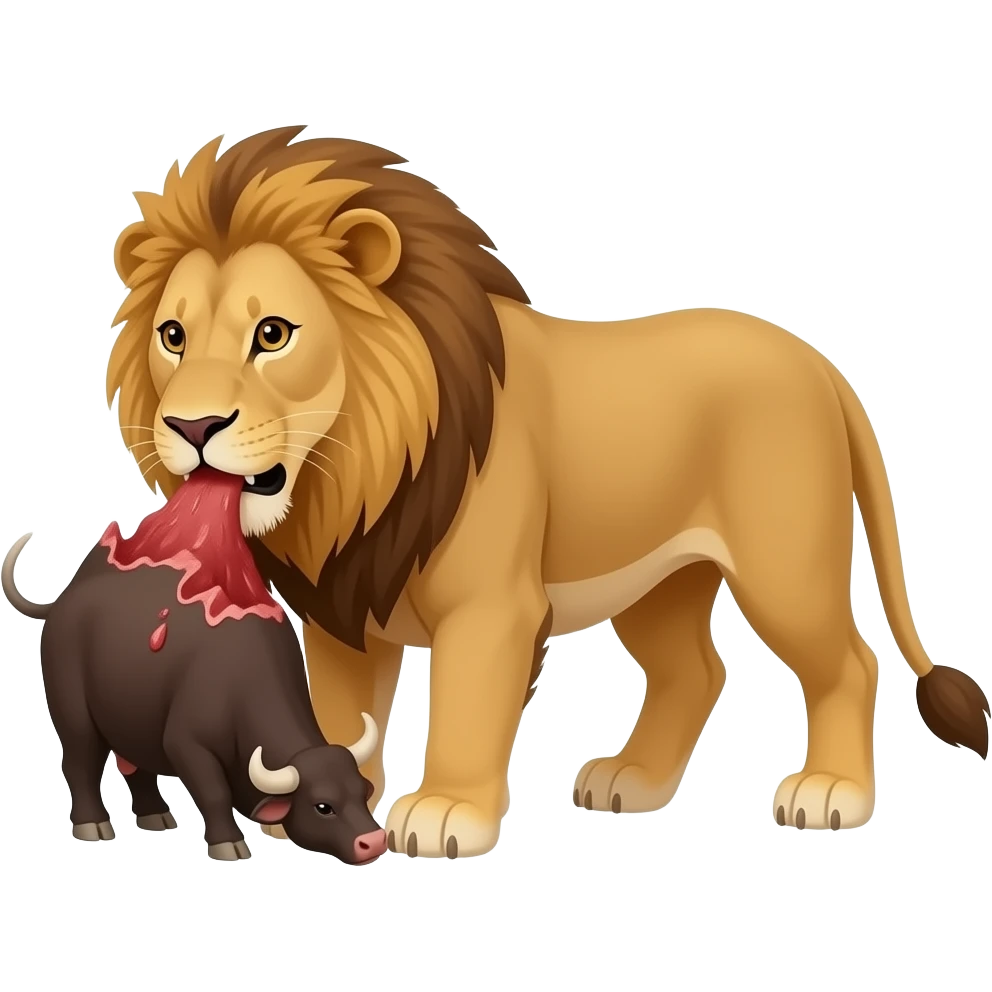 lion eating whole cow emoji
