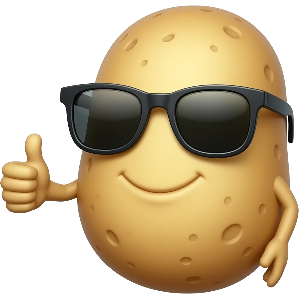 Potato with sunglasses giving thumbs up emoji