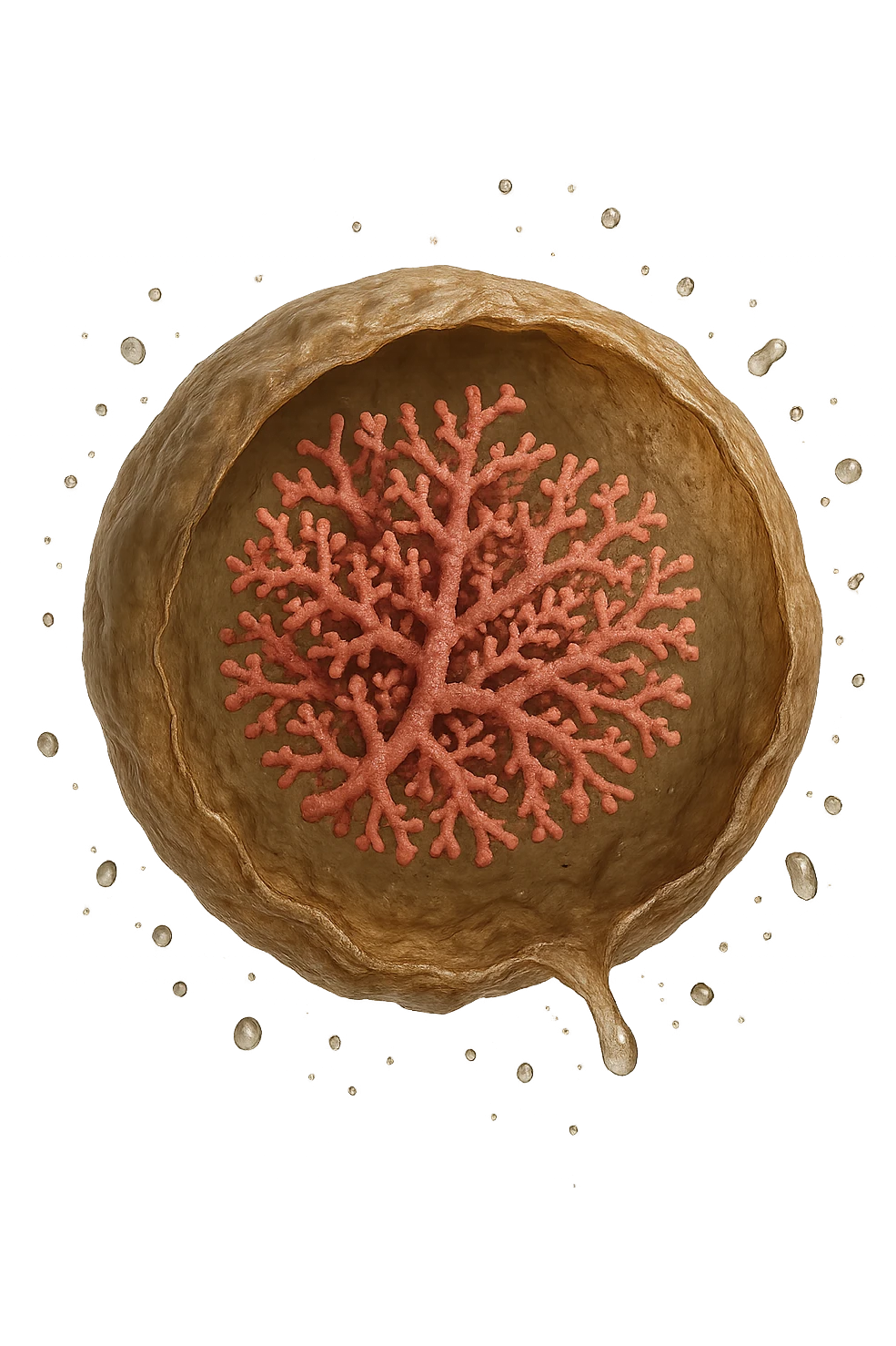cellula di glicogeno in italiano che si svuota di acqua, iperrealistica 4k emoji