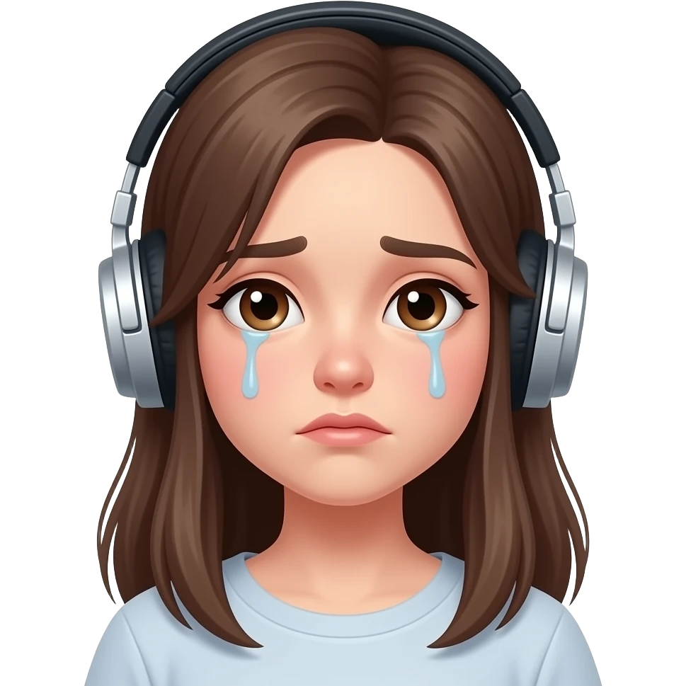 sad girl with headphones emoji
