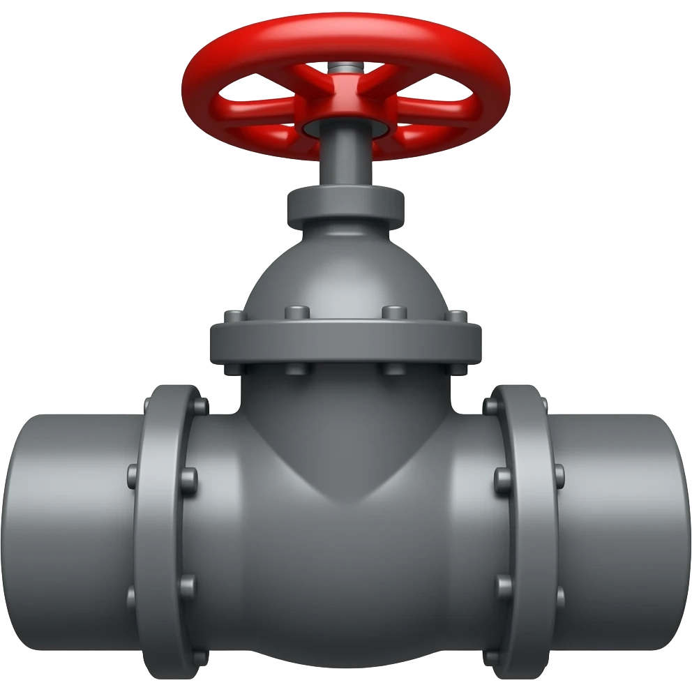 narrow horizontal dark gray pipeline with red valve on top emoji