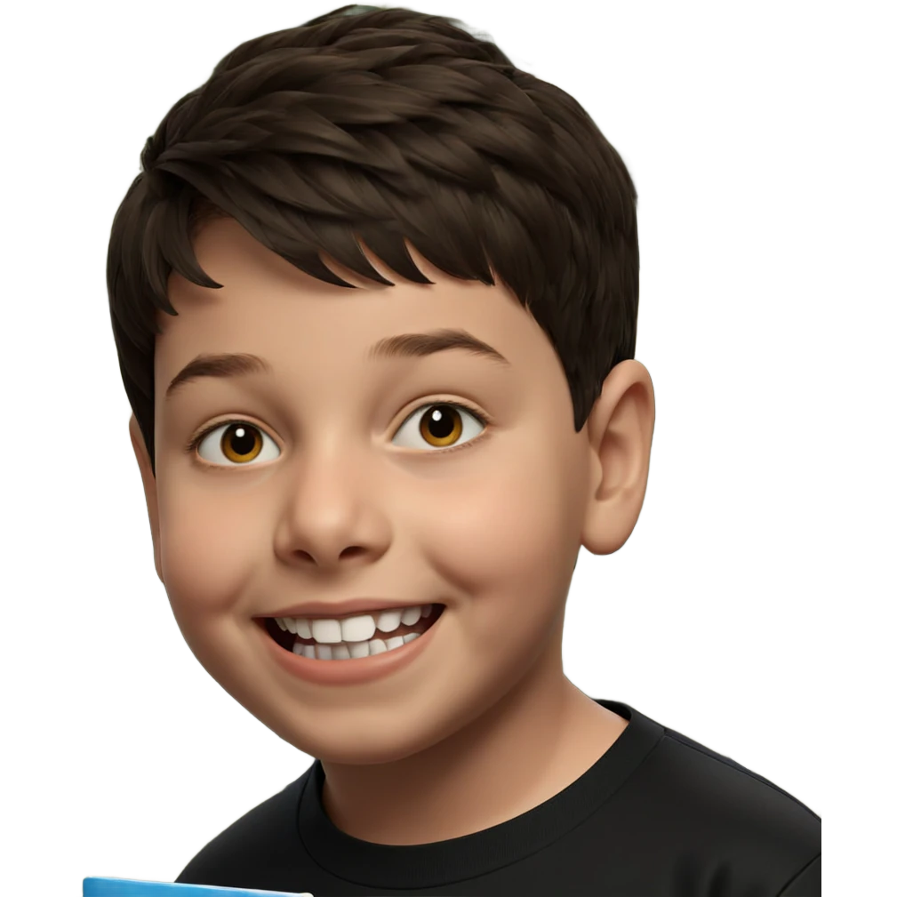 smiling boy in black shirt emoji