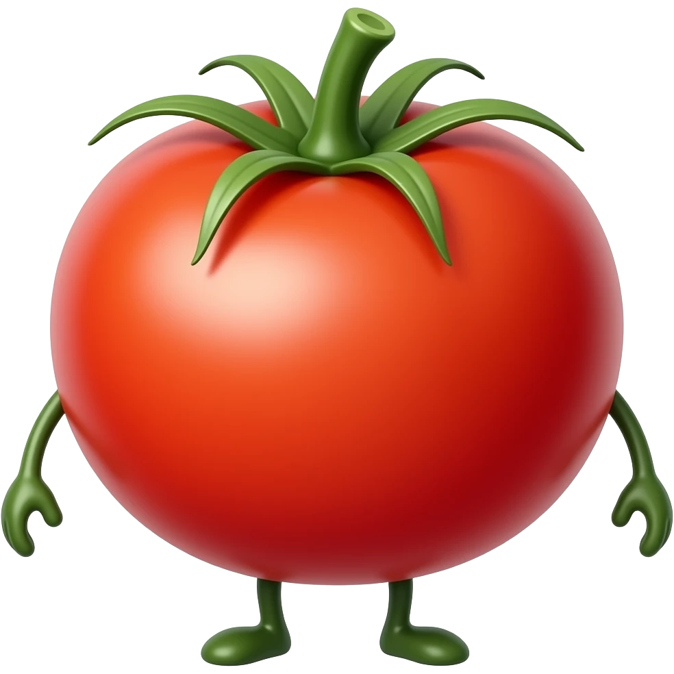 tomato with tiny arm and leg emoji