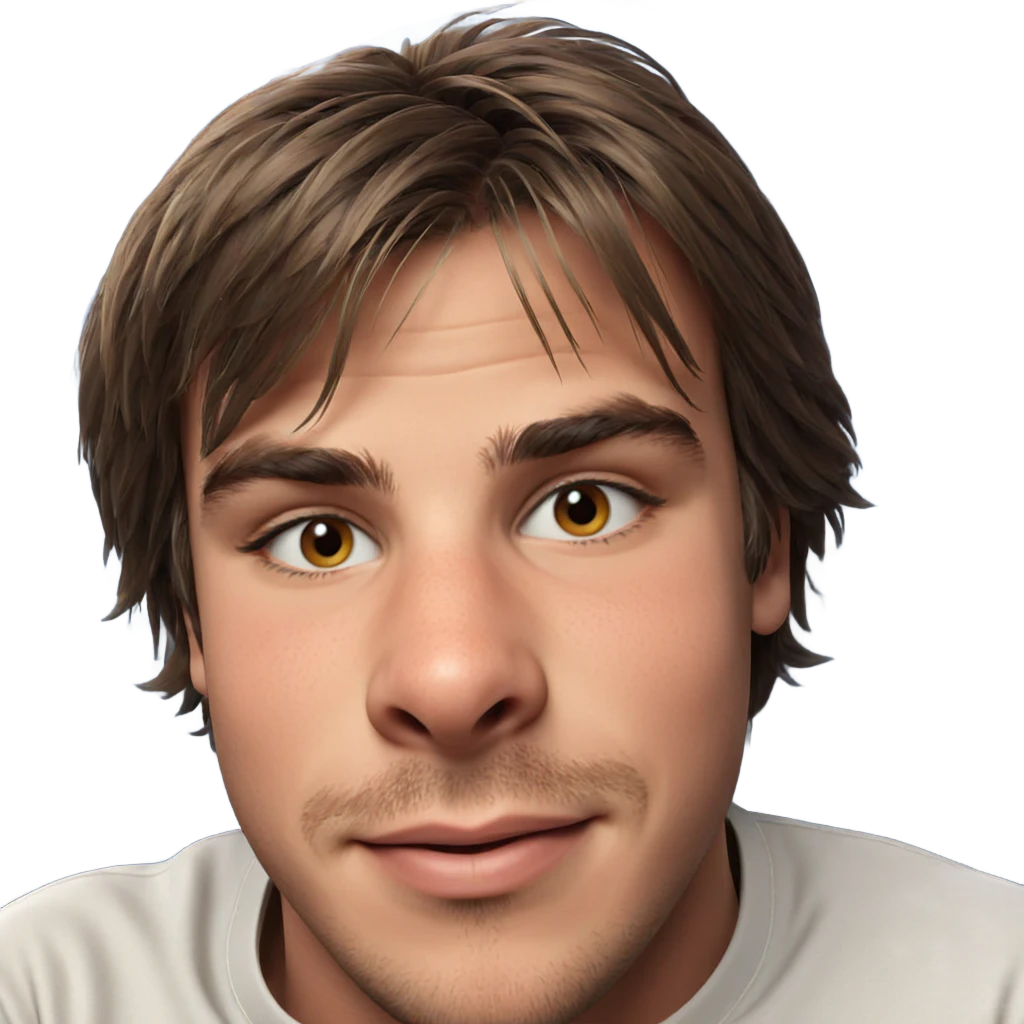 smiling male portrait with brown hair emoji
