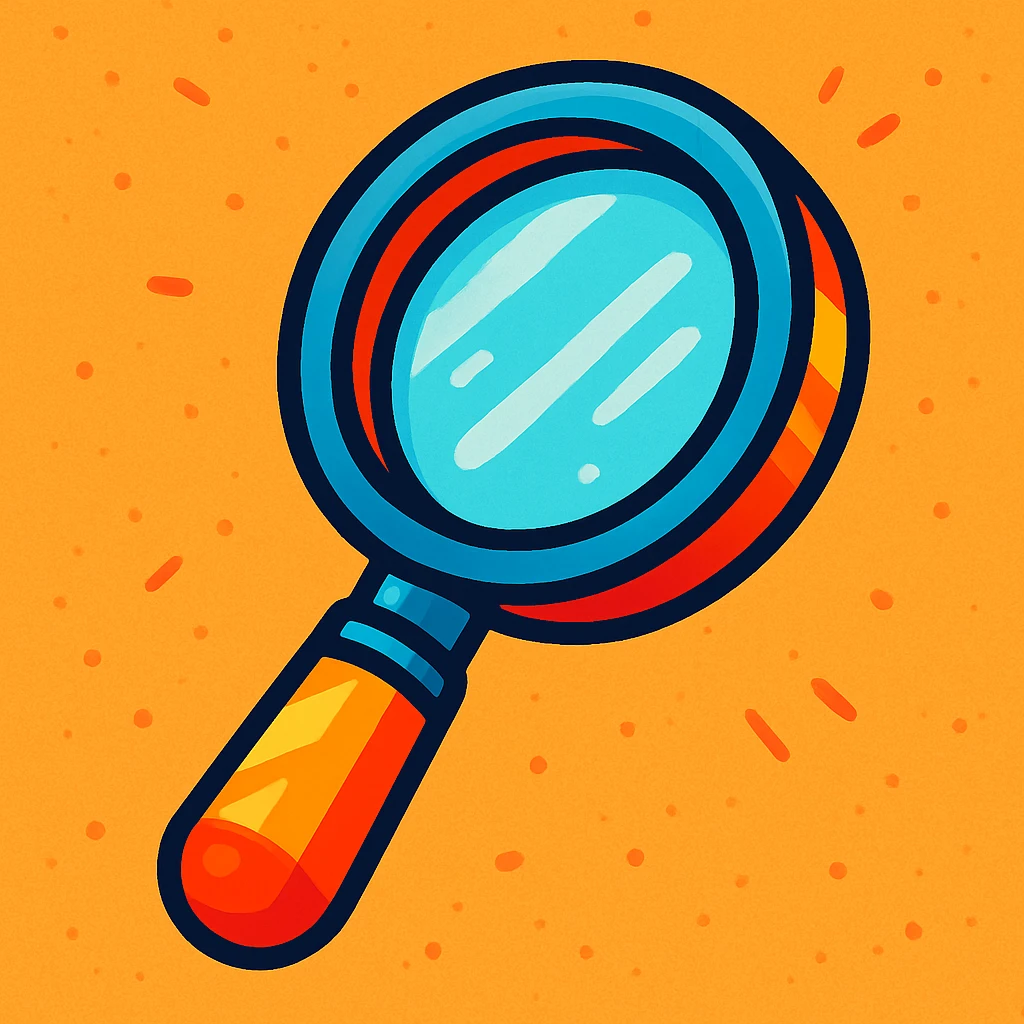 magnifier, vibrant cartoon style, colorful, lively, detailed emoji