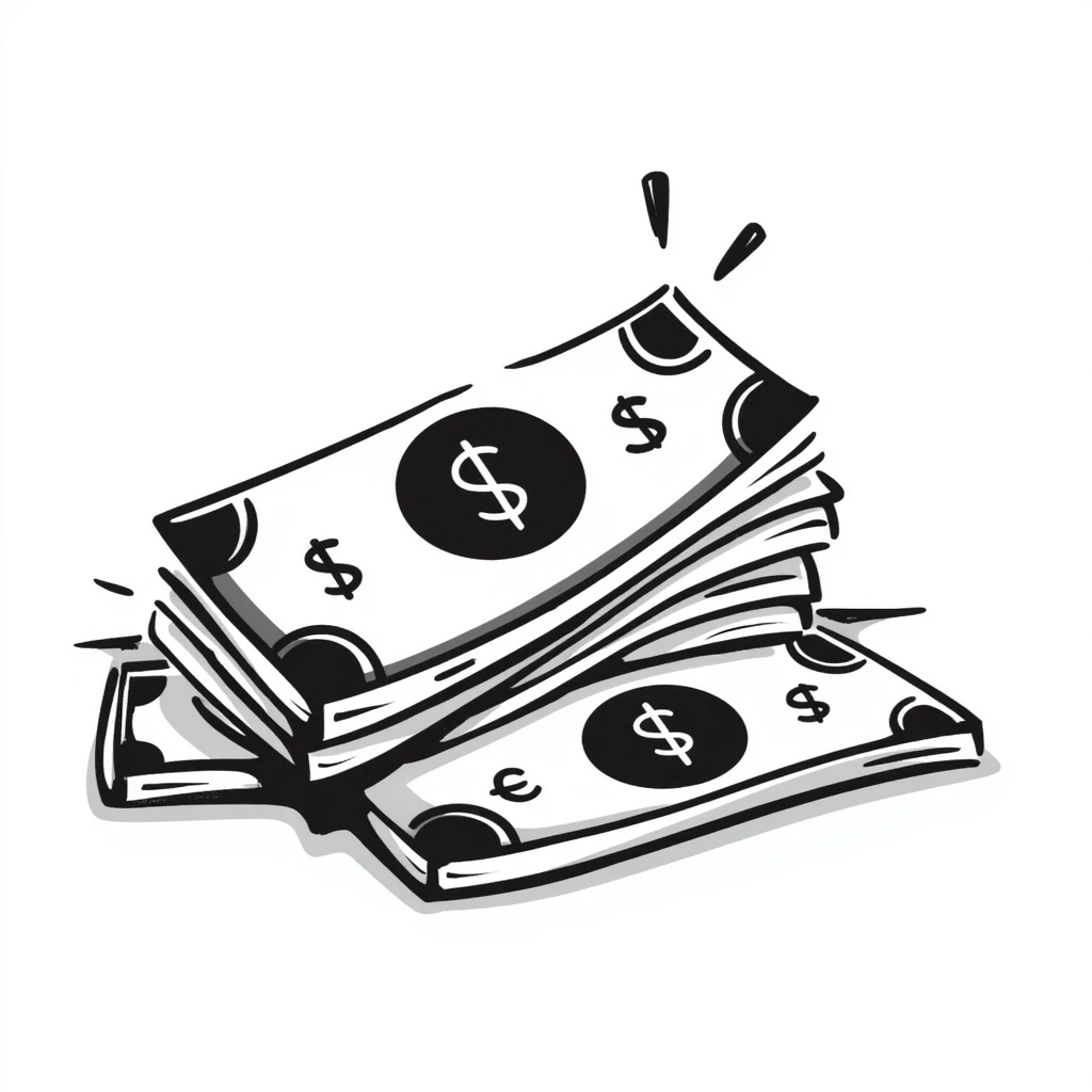cash, hand drawn doodle style emoji