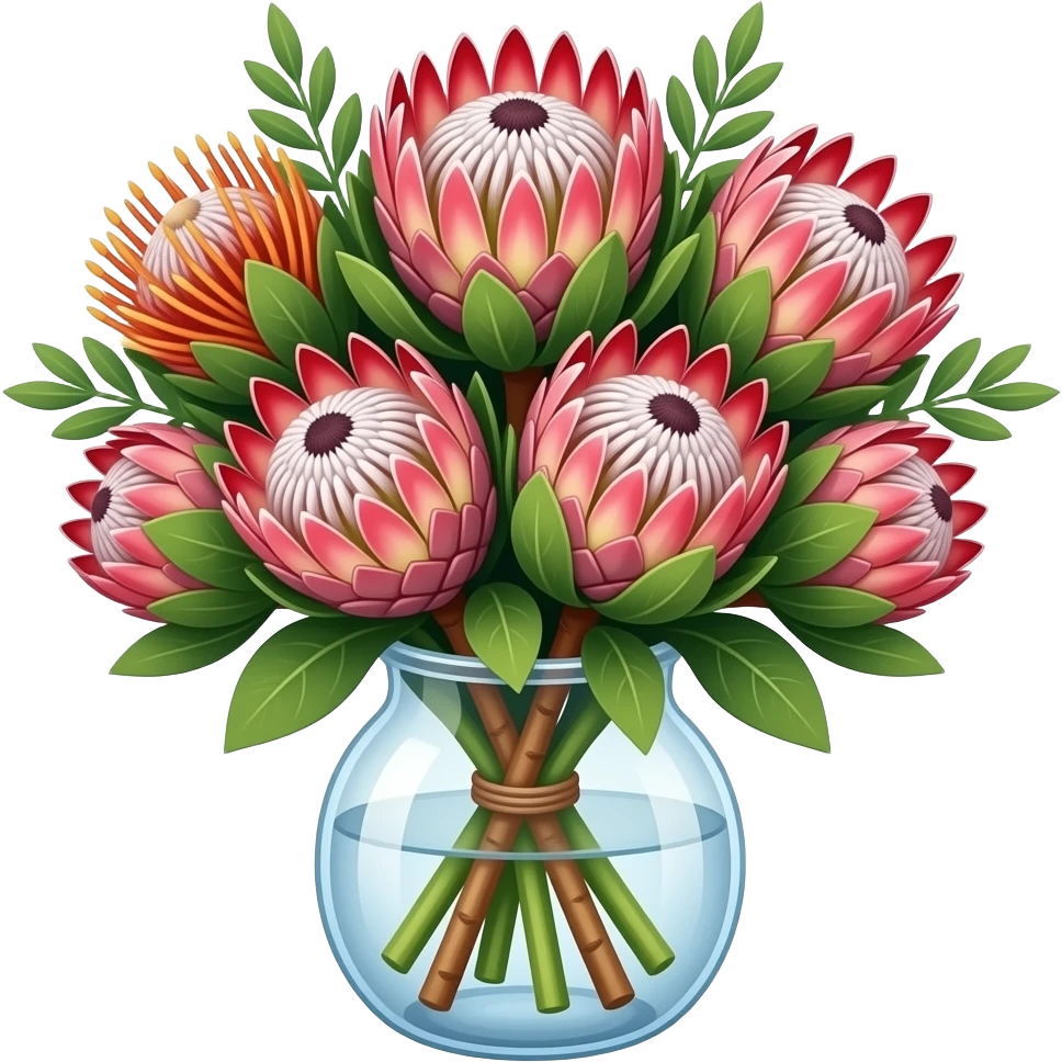 Protea and pincushion bouquet emoji