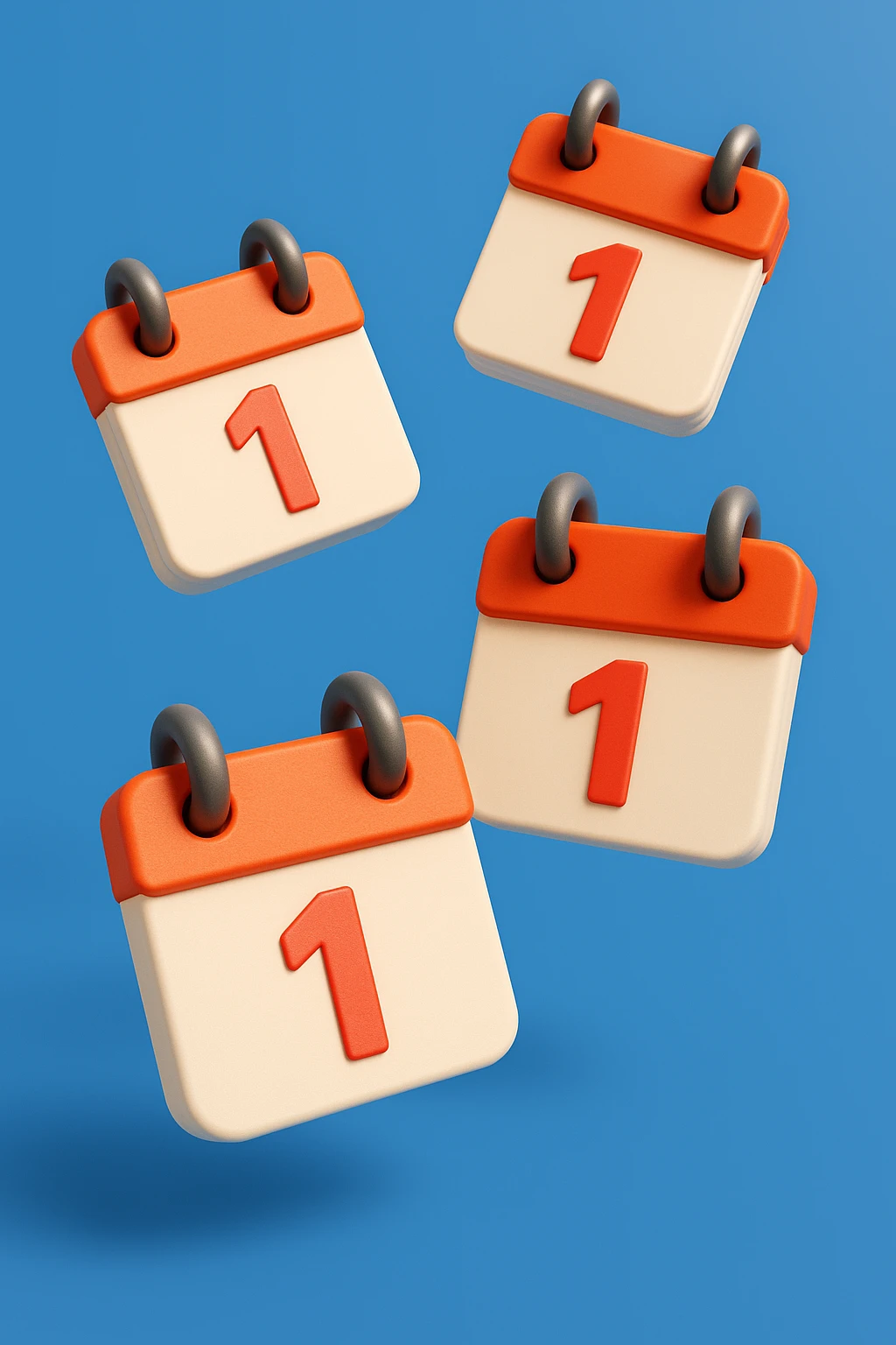 EMOJI STILE IPHONE 3D DI fogli di calendario che fluttuano in aria emoji