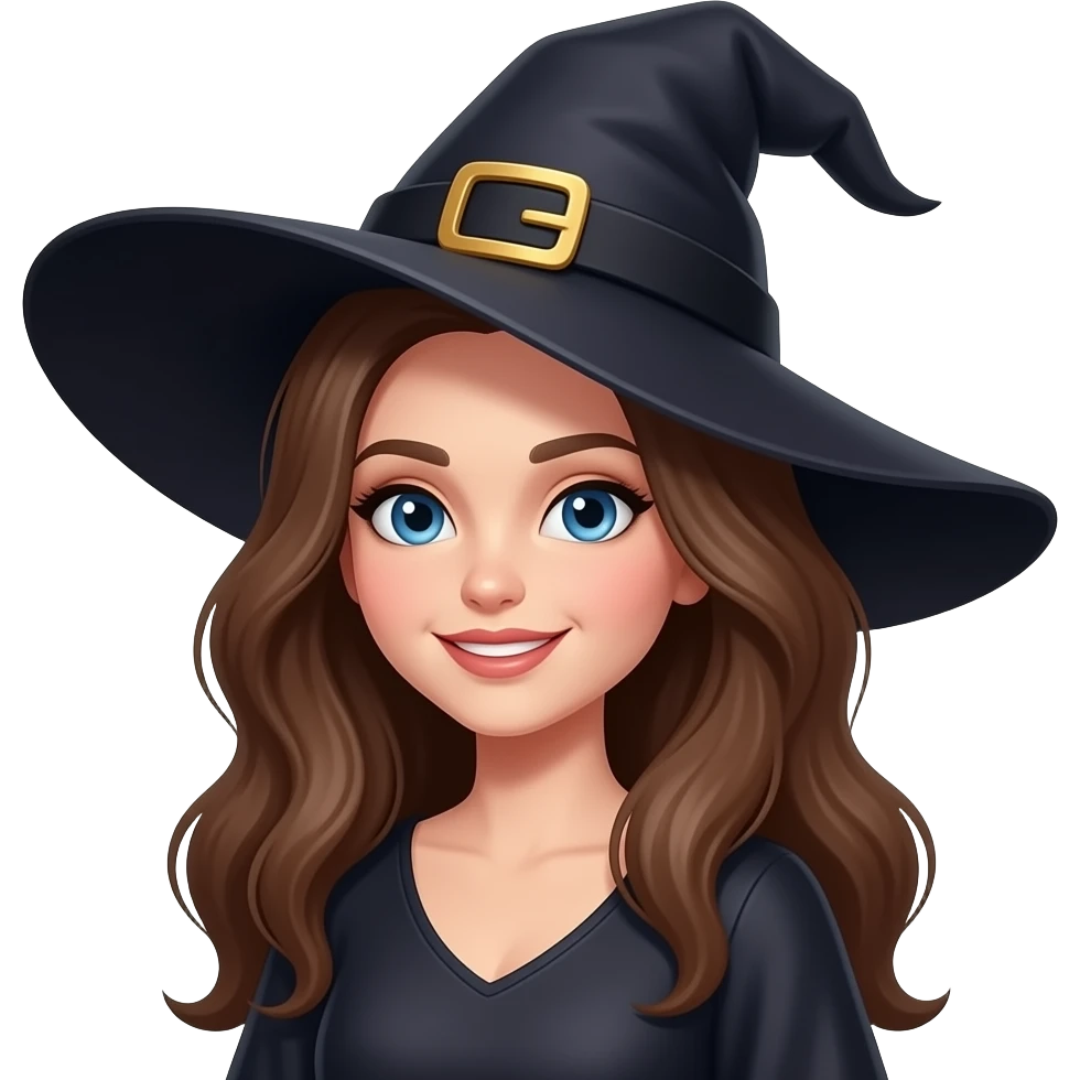 A beautiful brunette witch emoji
