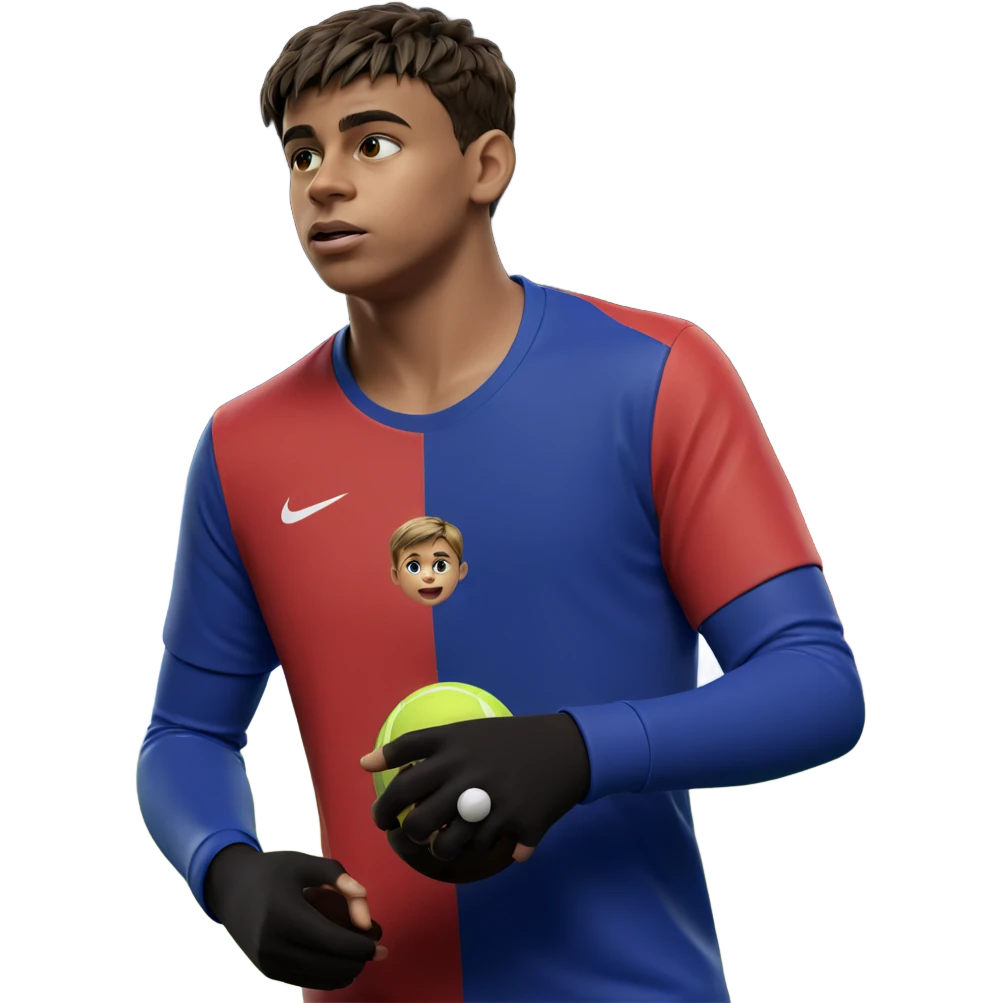boy holding ball focused shot emoji
