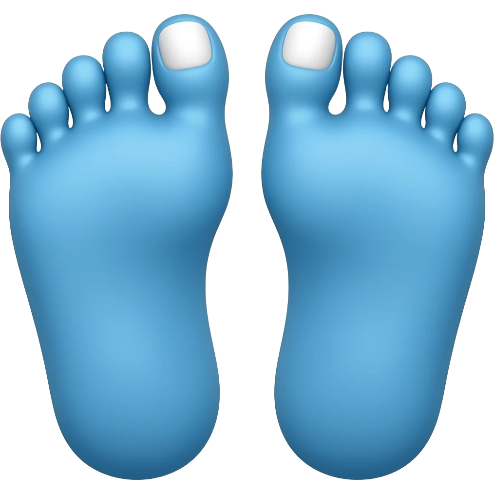 big blue feet and white toenail emoji